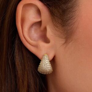 Gorjana New Banks‎ Shimmer Earrings 18k Gold Plated Brass and White CZ